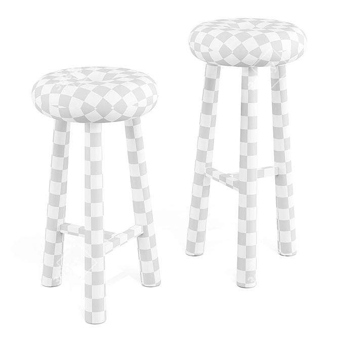 Emmanuelle Simon Oak Stool Design 3D model image 5