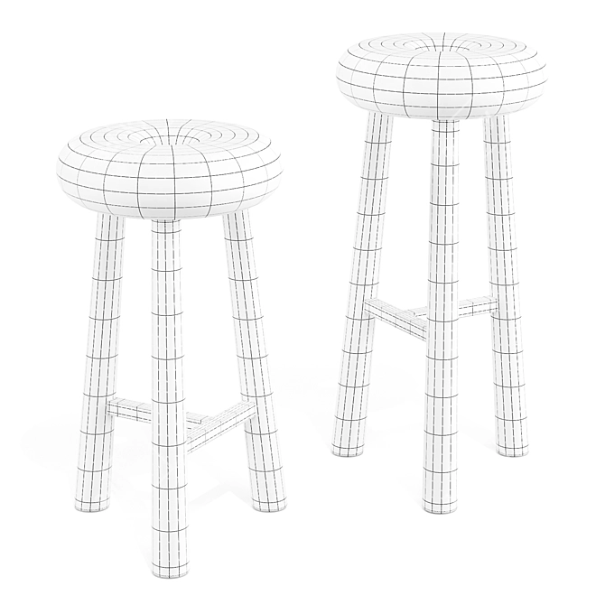 Emmanuelle Simon Oak Stool Design 3D model image 6