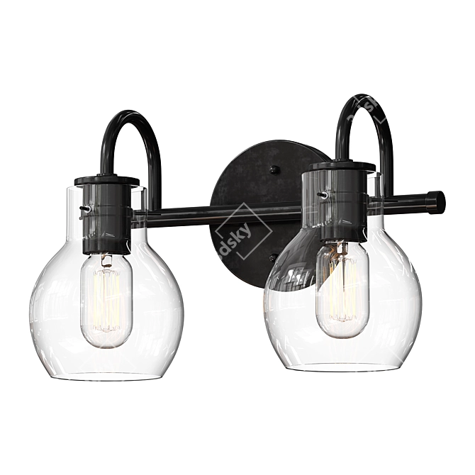 Elegant Two-Light Vanity Fixture 3D model image 1