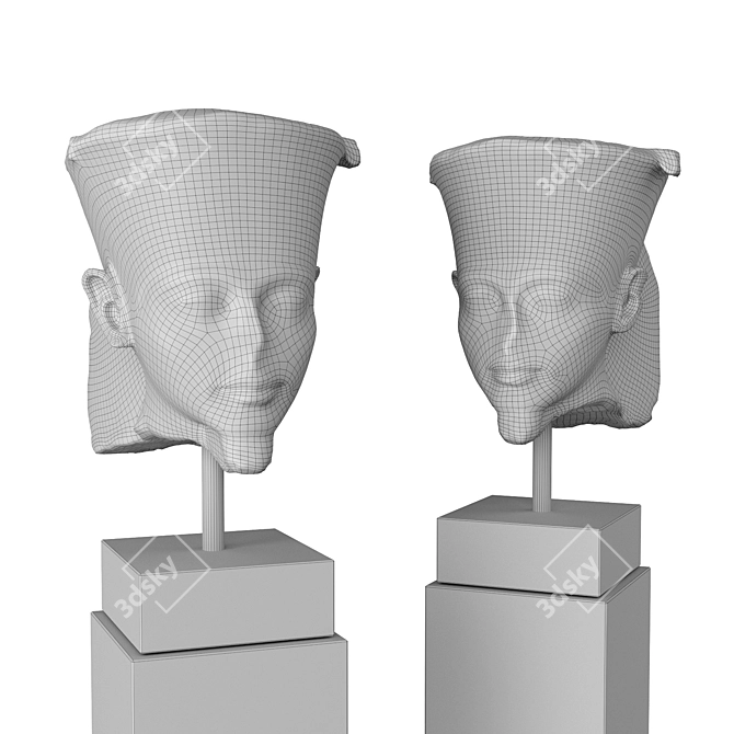 Amun Portrait Sculpture with Pedestal 3D model image 6