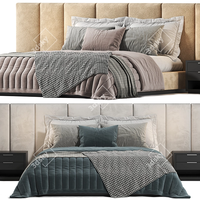 Luxurious Italian Fendi Casa Bed 3D model image 4
