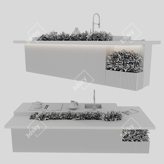 Botanical Kitchen Island Display 3D model image 14