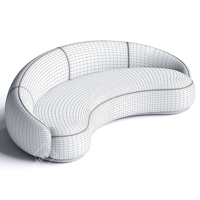 Chic Curved Bouclé Sofa 3D model image 3