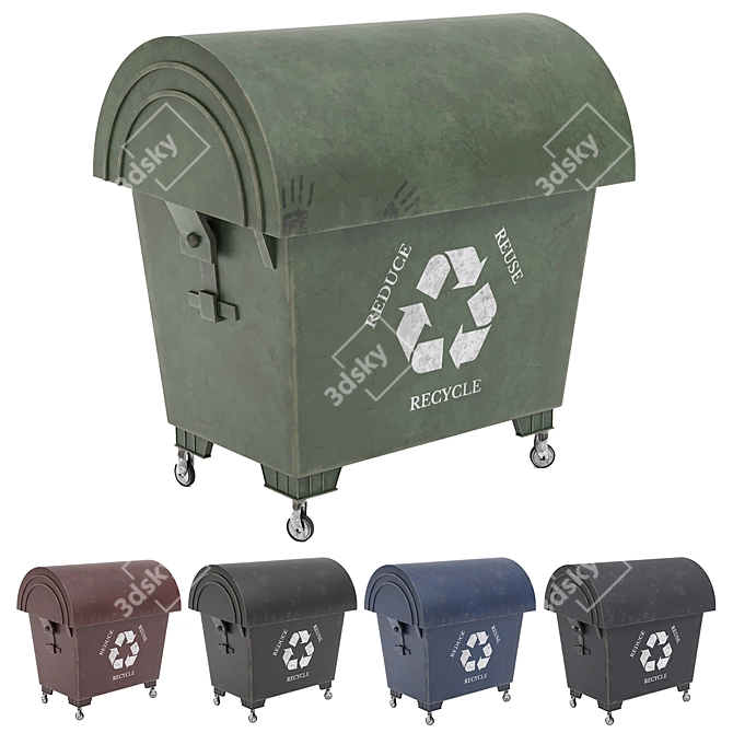 Sleek 3D Trash Bin Model 3D model image 1