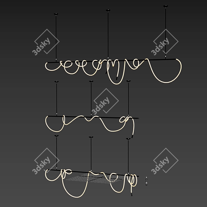 LED Pendant Lamps Set | 5 Mat Variations 3D model image 4