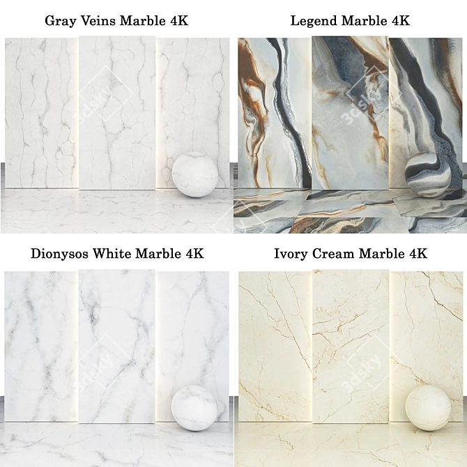 Marble Texture Collection Set 3D model image 2