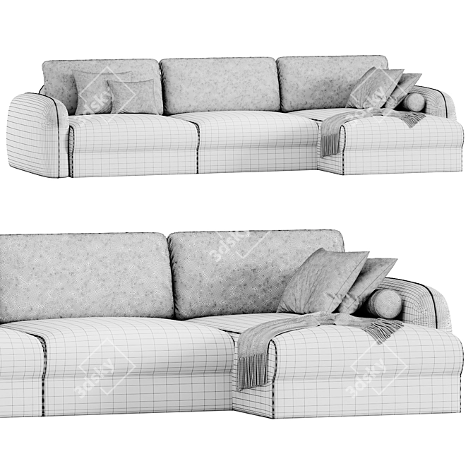 Velvet Beige Corner Sofa Biani 3D model image 4