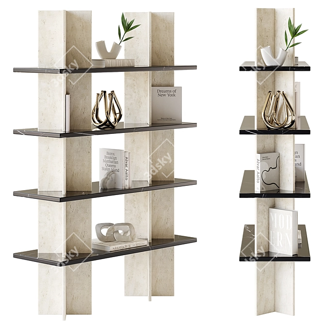 Sculptural Shelving: Modern Minimalism 3D model image 2