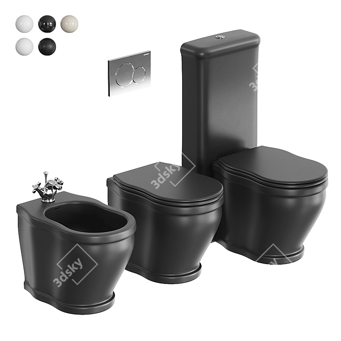 Time Collection Ceramic Bathroom Set 3D model image 1