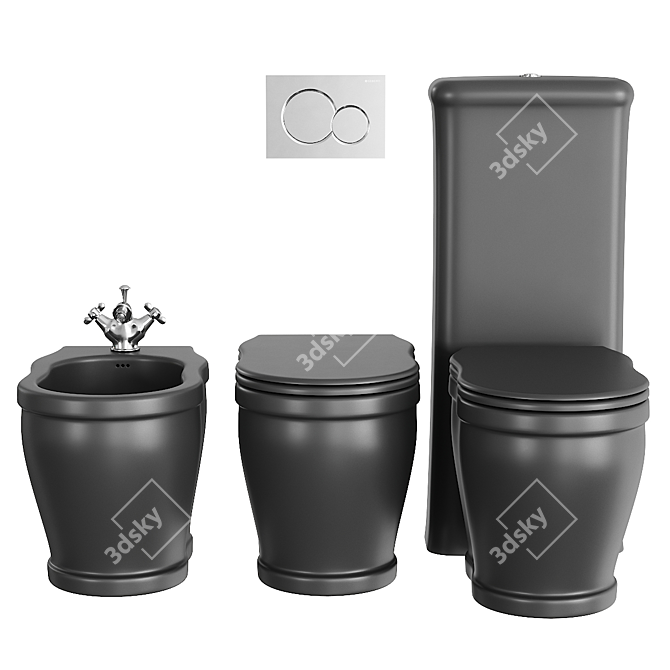 Time Collection Ceramic Bathroom Set 3D model image 2