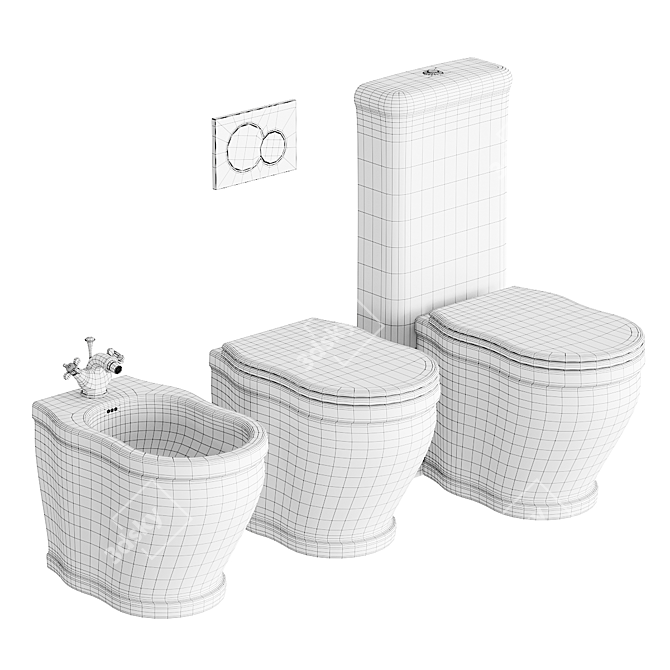 Time Collection Ceramic Bathroom Set 3D model image 5