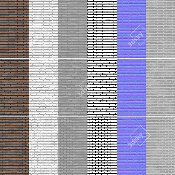 Seamless Brick Wall Texture Set 3D model image 5