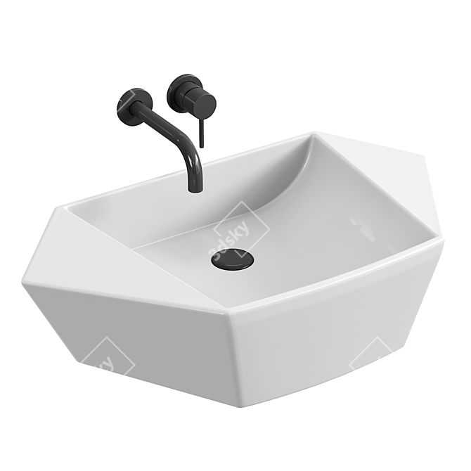 Glossy White Vanity Basin Sink 3D model image 1