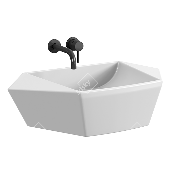 Glossy White Vanity Basin Sink 3D model image 2