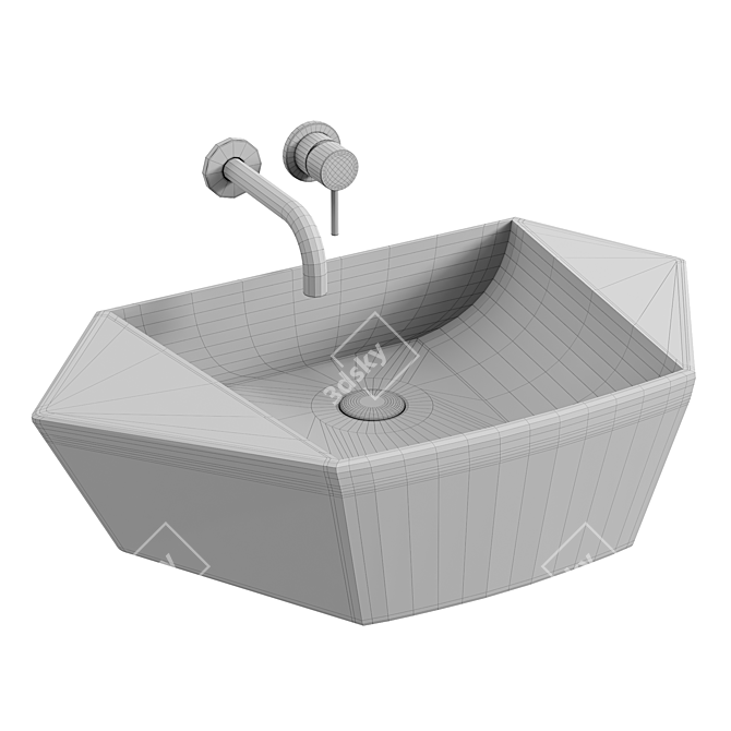 Glossy White Vanity Basin Sink 3D model image 3