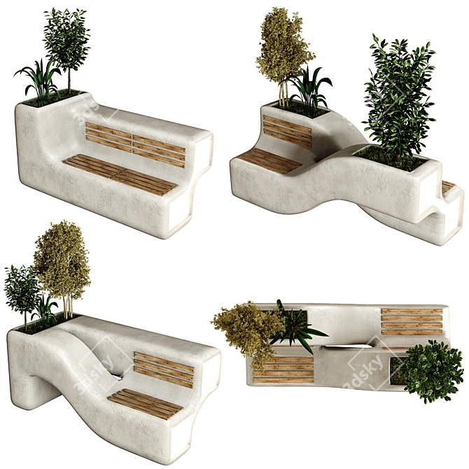 Modern Urban Furniture 3D Model 3D model image 1