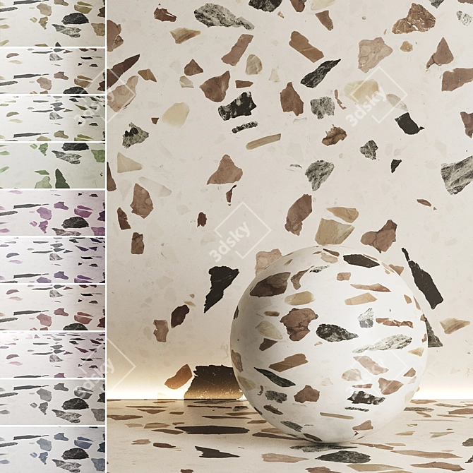 Seamless Terrazzo Marble Texture Pack 3D model image 1