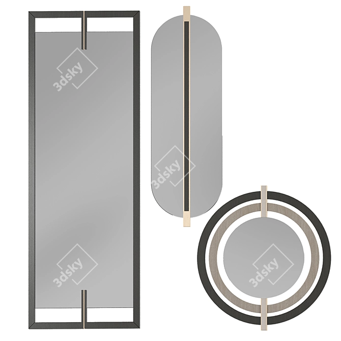 Elegant Contemporary Mirror Set 3D model image 2