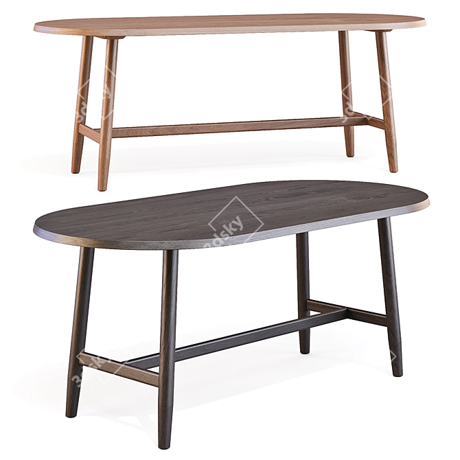 Kimua Oak Dining Table Collection 3D model image 2
