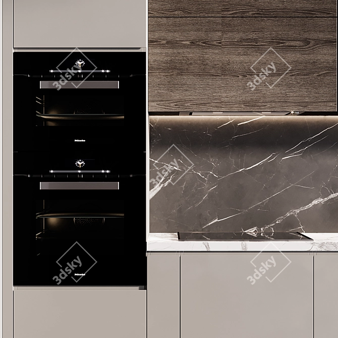 Modern Kitchen Island with Miele Appliances 3D model image 4