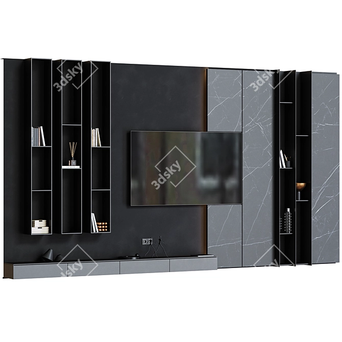 Modern TV Wall Unit 3D model image 2