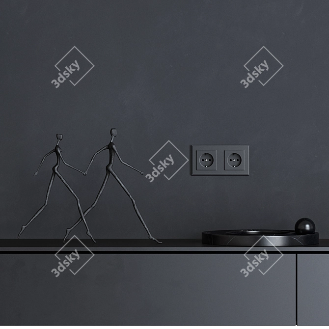 Modern TV Wall Unit 3D model image 4