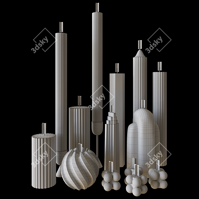 Flickering Flame Candle Set 3D model image 2