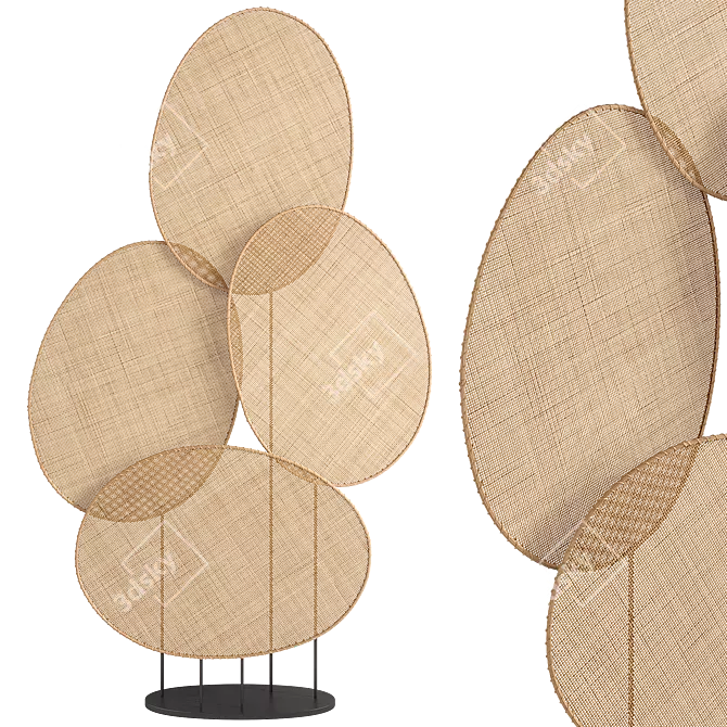 Elegant Woven Rattan Room Divider 3D model image 1
