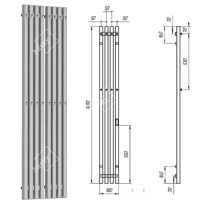 Electric Towel Warmer Grois Quartet 3D model image 2