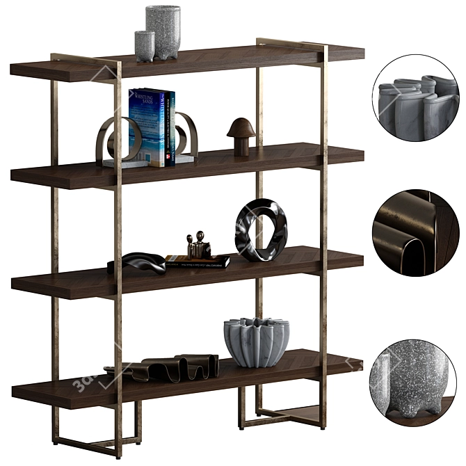 Modern Metal Shelf Sculpture 3D model image 1
