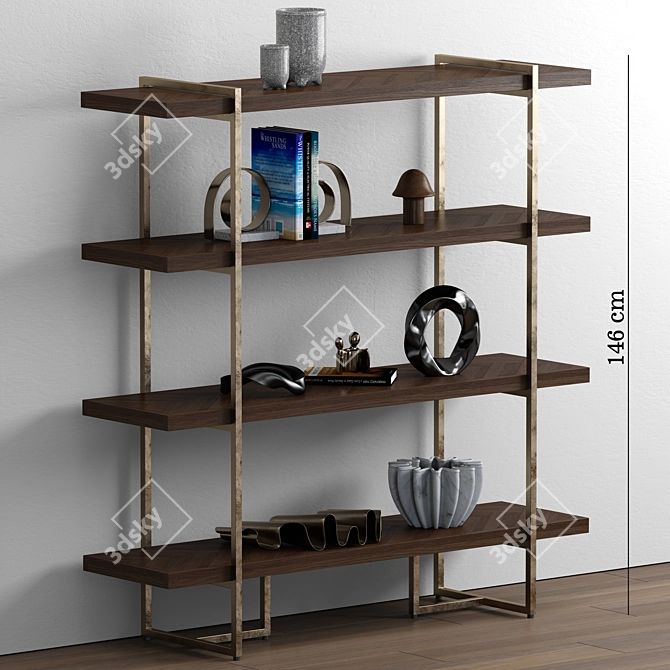 Modern Metal Shelf Sculpture 3D model image 2
