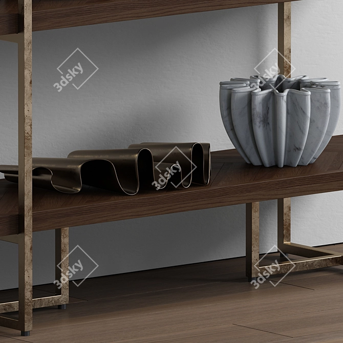 Modern Metal Shelf Sculpture 3D model image 3