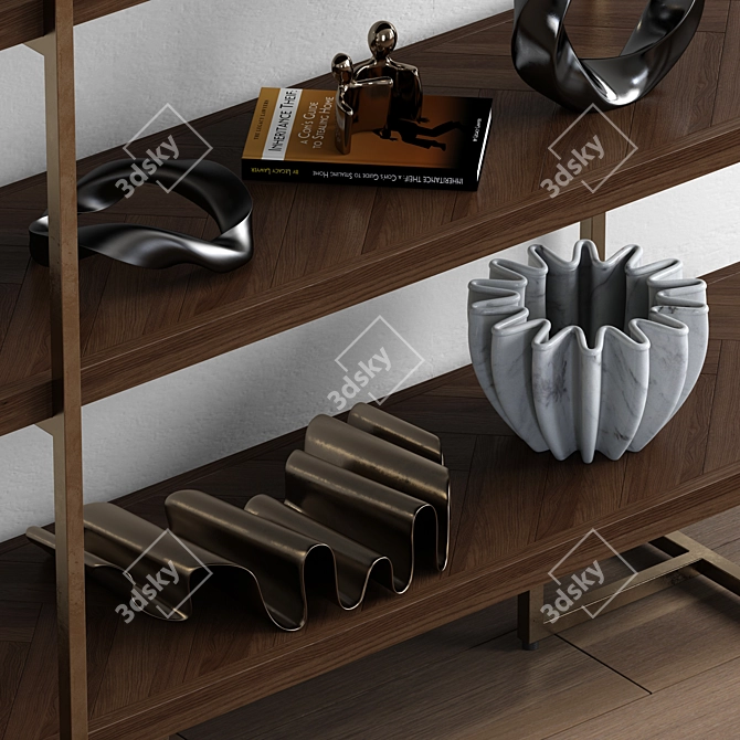 Modern Metal Shelf Sculpture 3D model image 5