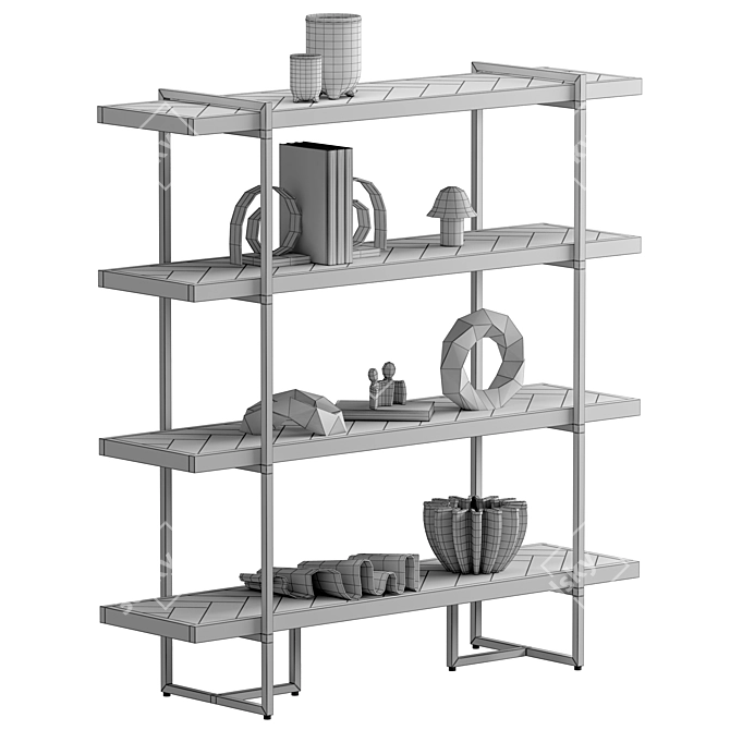 Modern Metal Shelf Sculpture 3D model image 7