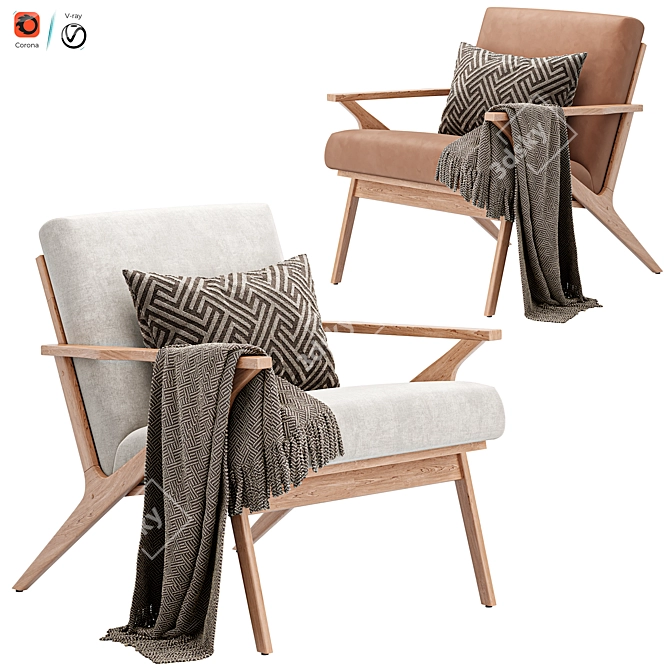 Crate & Barrel Cavett Armchair 3D model image 6