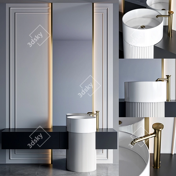 Gessi Origi Bathroom Furniture Set 3D model image 2