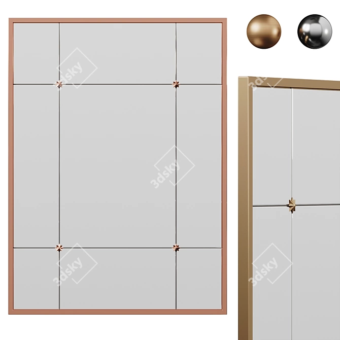 Bronze-Finished Rectangular Metal Mirror 3D model image 1