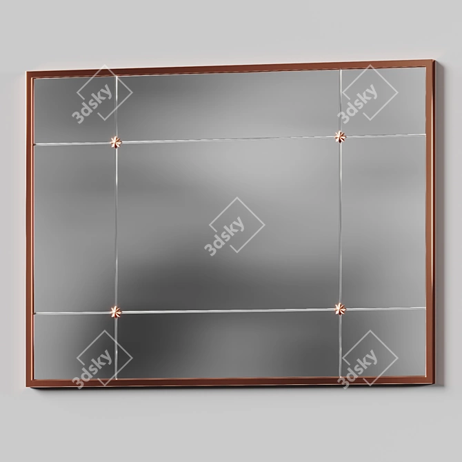 Bronze-Finished Rectangular Metal Mirror 3D model image 2