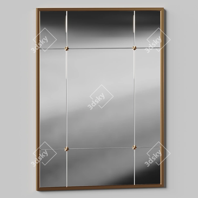 Bronze-Finished Rectangular Metal Mirror 3D model image 3