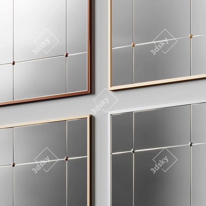 Bronze-Finished Rectangular Metal Mirror 3D model image 5
