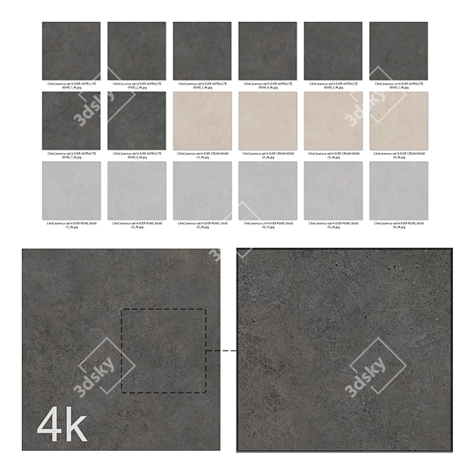 Cifre Porcelain Tile Bundle: Antracite, Cream, Pearl 3D model image 3