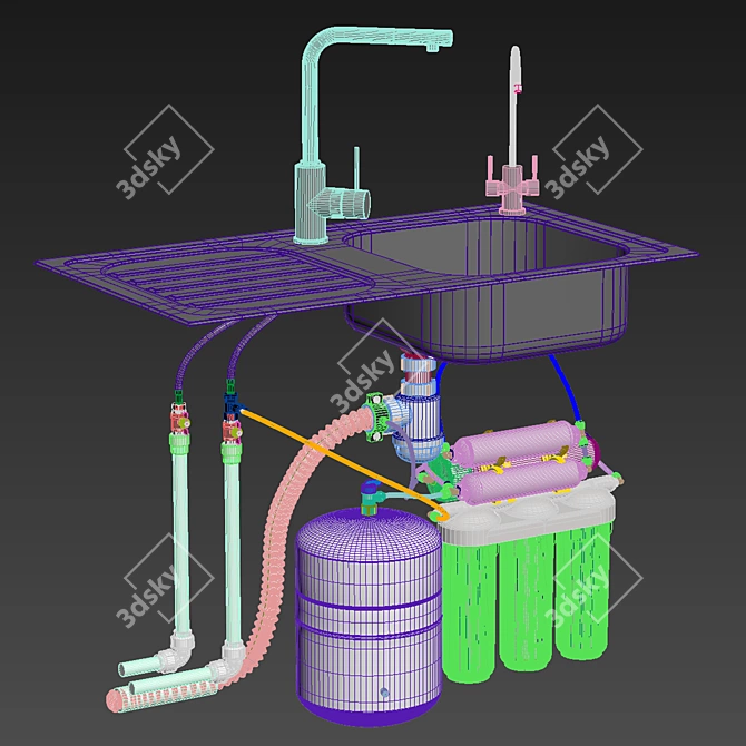 Home RO Water Filter 3D model image 3