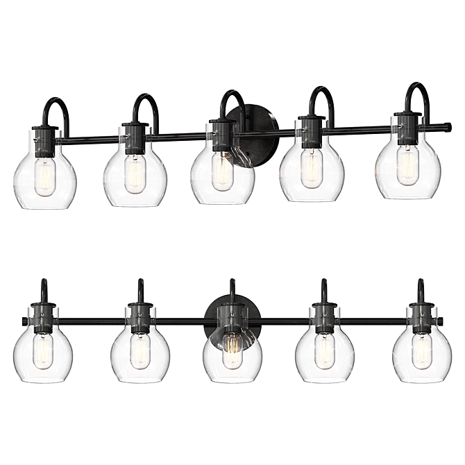 Golden Glow 5-Light Vanity Fixture 3D model image 1