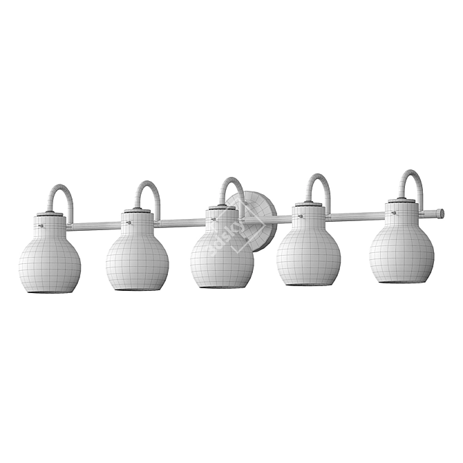Golden Glow 5-Light Vanity Fixture 3D model image 3