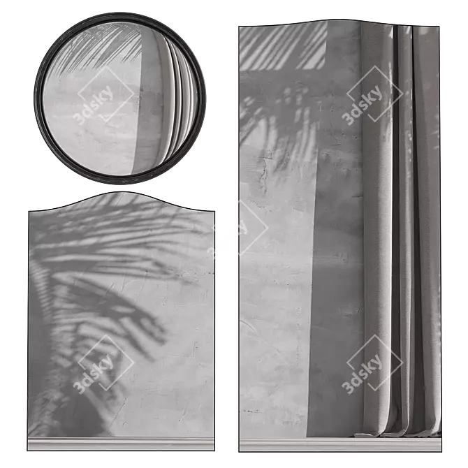 Modern Wave Metal Mirror Set 3D model image 1