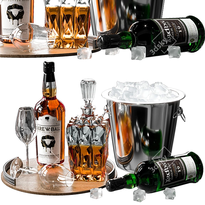 Premium Whiskey Decanter Set No5 3D model image 2