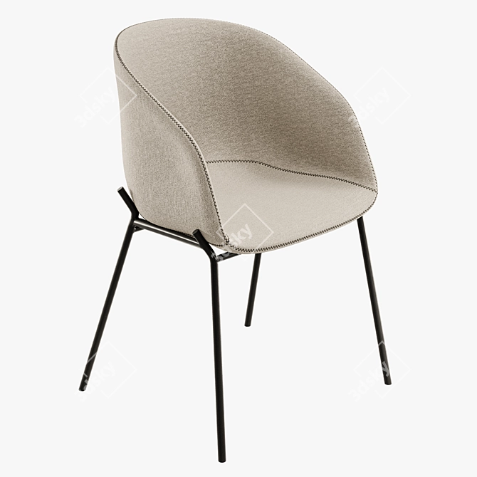 Yvette Light Grey Chair 3D model image 1