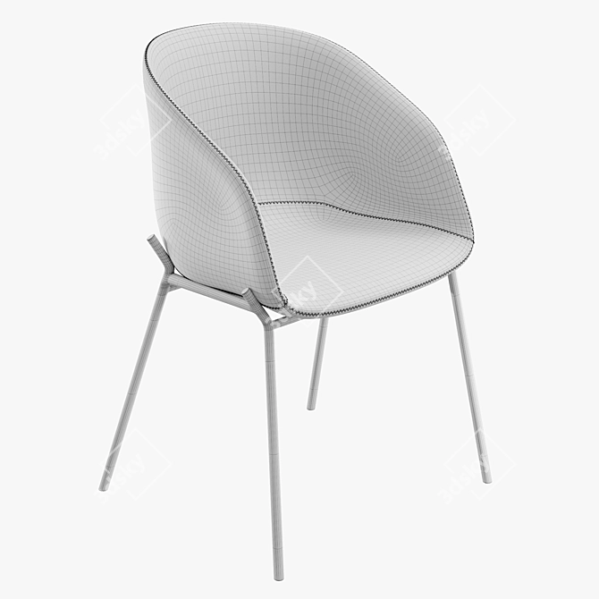 Yvette Light Grey Chair 3D model image 2