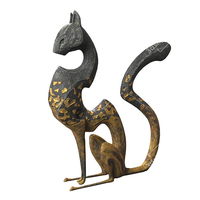 Metal Cat Figurine Home Decor 3D model image 1