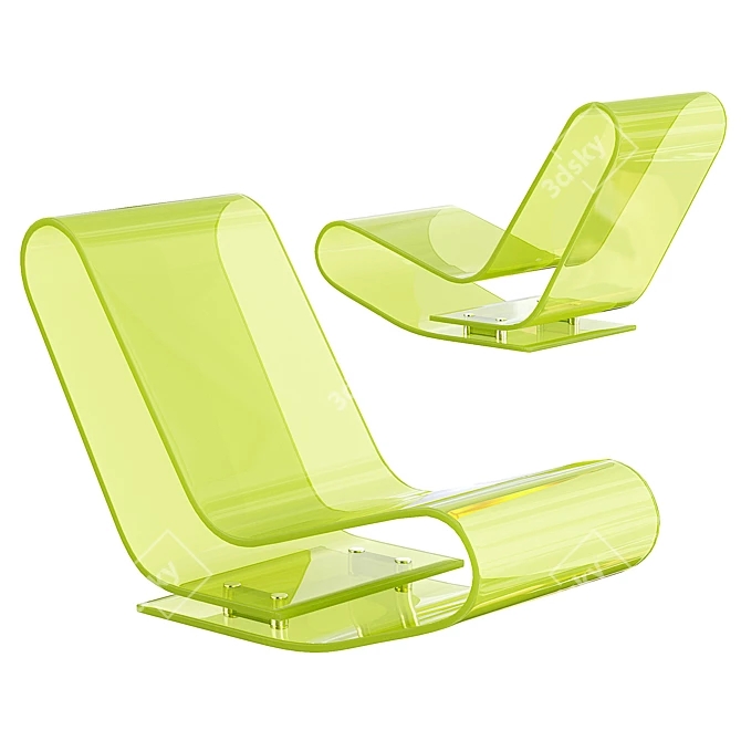 Modern Plastic Low Lounge Chair 3D model image 2